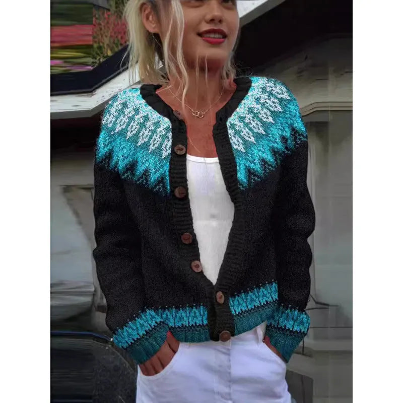 Yellow digital print cardigan coat with 3D stereoscopic pattern, regular sleeves, gentle cardigan style.