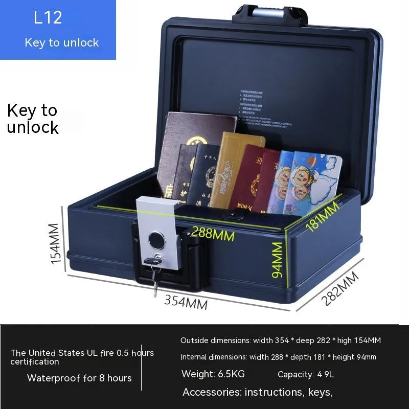 L12 Mechanical 6500G toughened steel portable safe box with combination lock
