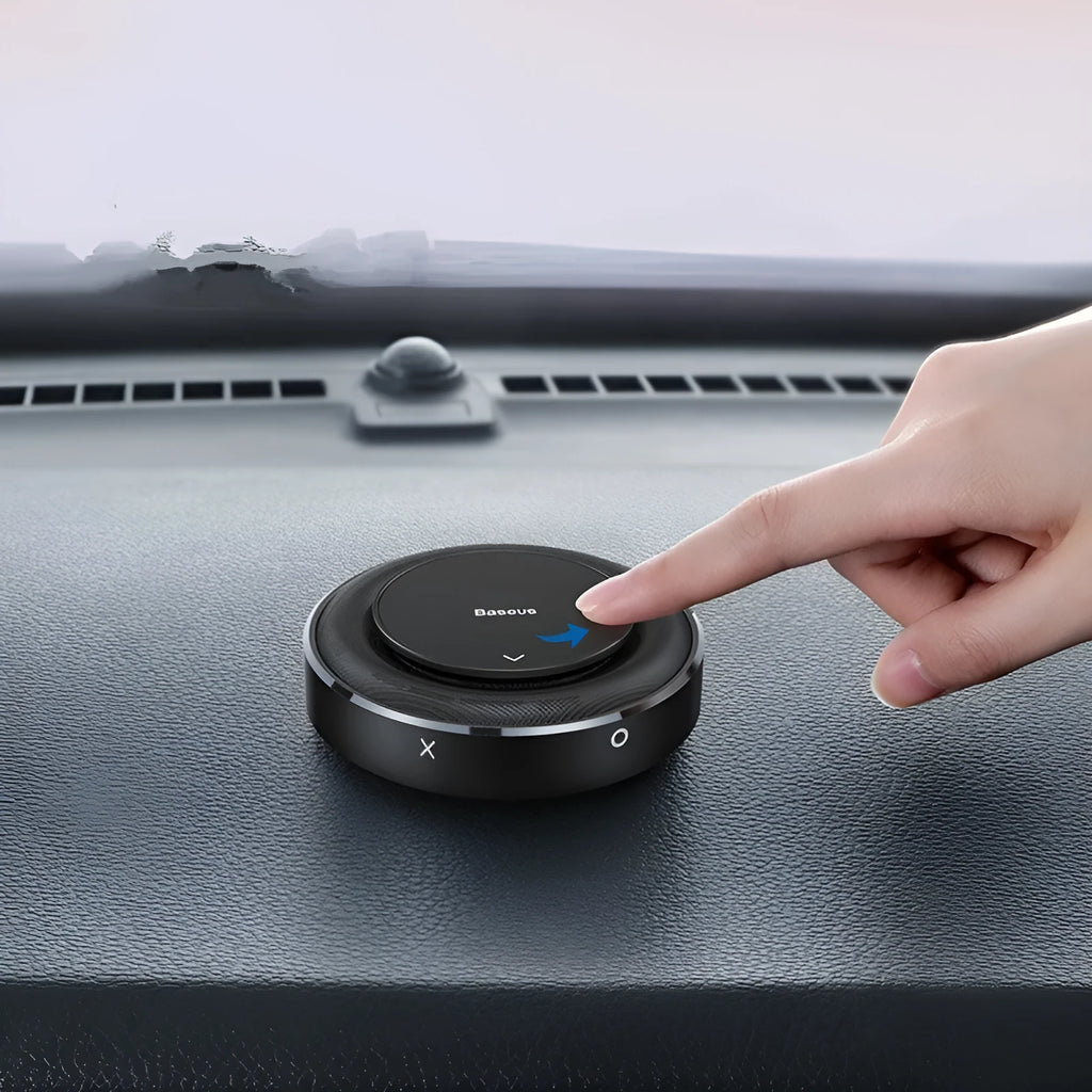 Bess metal fabric car fragrance with round aluminium alloy seat in black, red, or silver colours