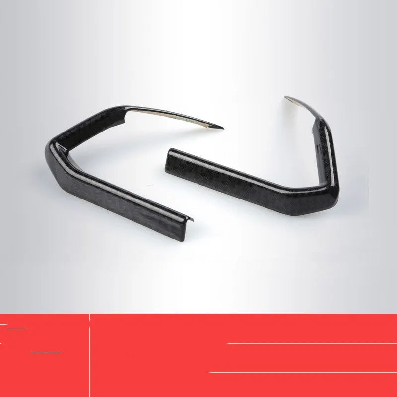 Pair of black carbon fibre textured steering wheel frame covers for car interior customisation
