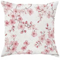 45cm square short velvet cushion cover with printed cherry blossom and letter design.