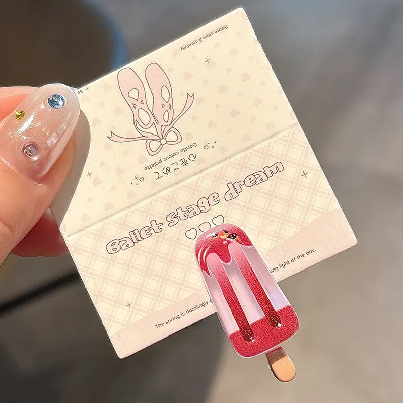 Cartoon ice cream design resin hair barrette in side clip style