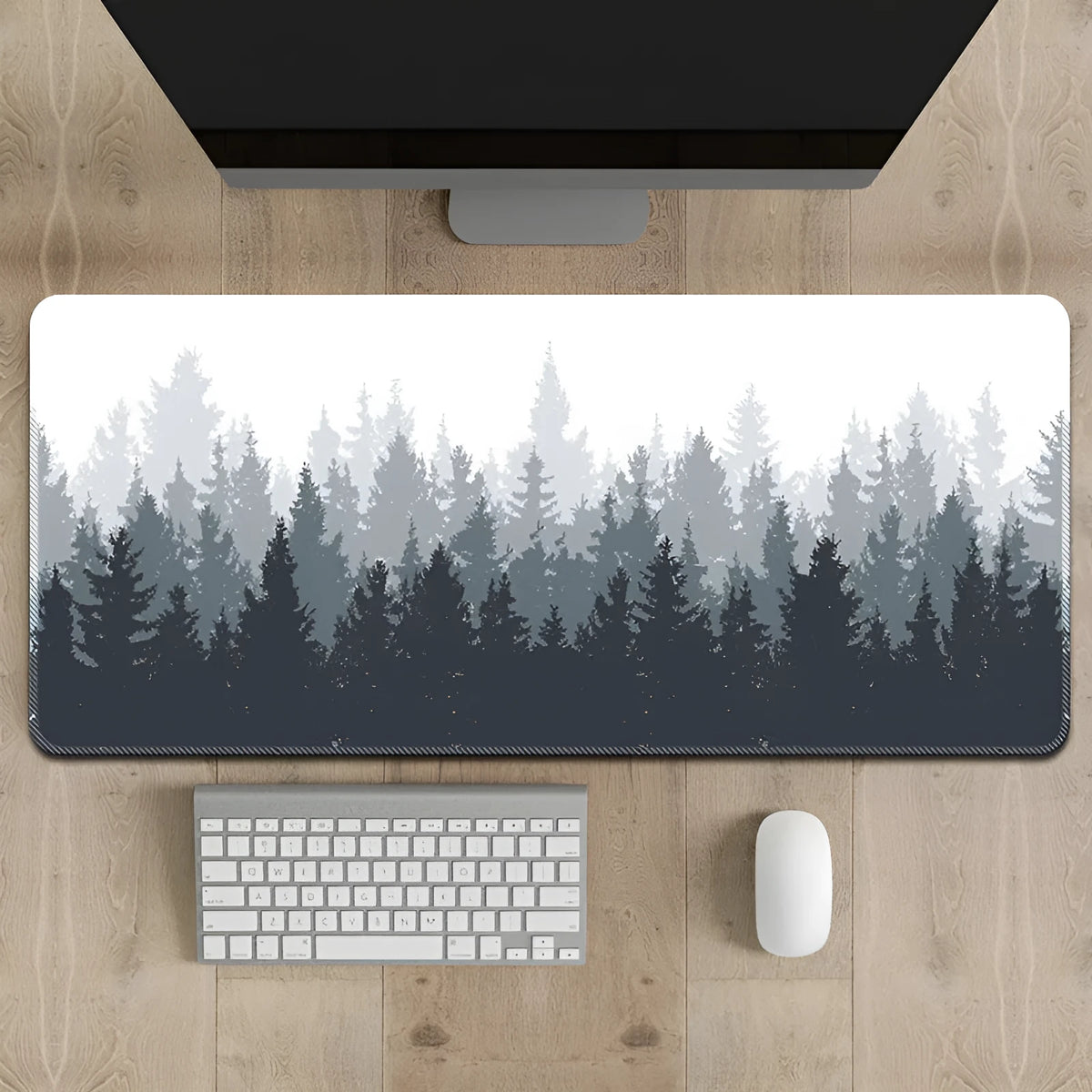 Chinese style ink painting landscape desk mat with natural rubber non-slip base