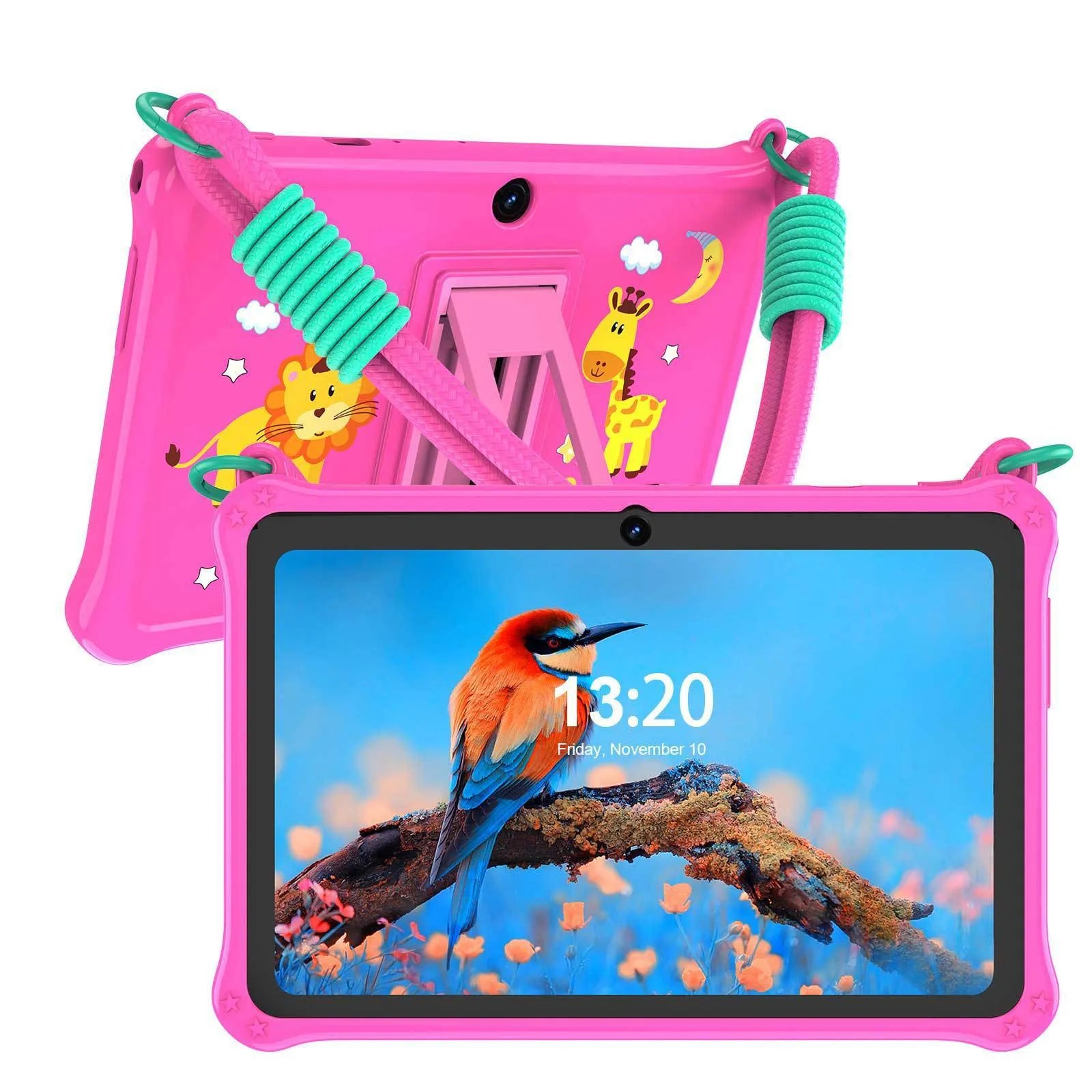 7-inch children's tablet silicone protective case with flat carrying strap in sapphire blue colour