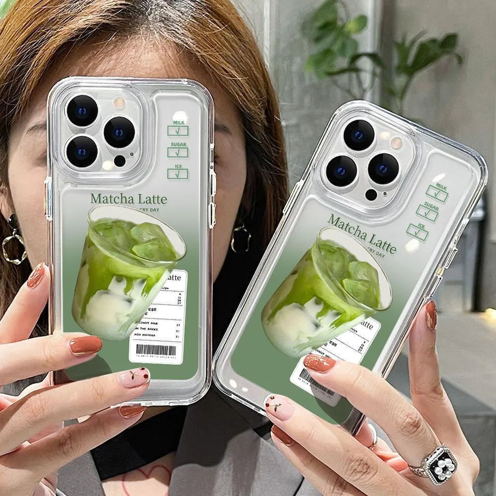Transparent TPU phone case with Green Tea Latte finish for iPhone