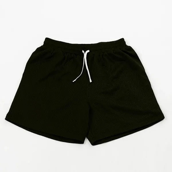 Men's solid colour mesh quick-drying sports shorts for summer running and fitness activities