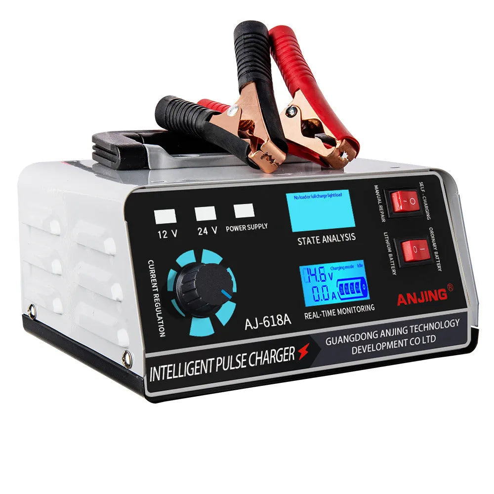 400W automobile battery charger for 12V and 24V lead-acid batteries with pulse repair and multiple protections