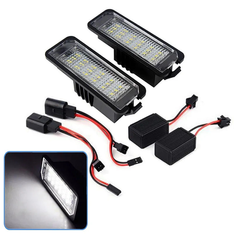 Volkswagen LED license plate light with 24 SMD 3528 LEDs producing 8000K white light