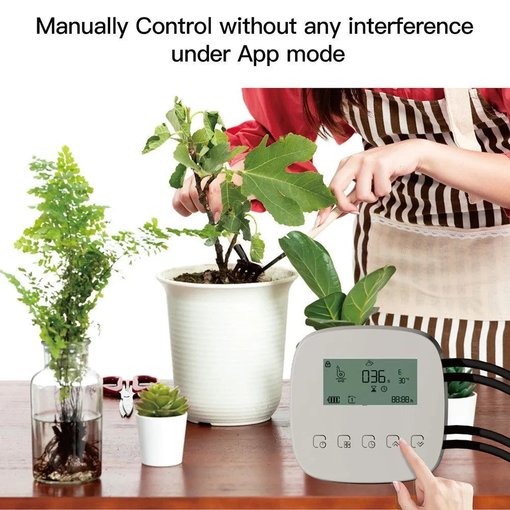 Graffiti smart home rechargeable sprinkler timer with WiFi timing, solar panel, and USB charging