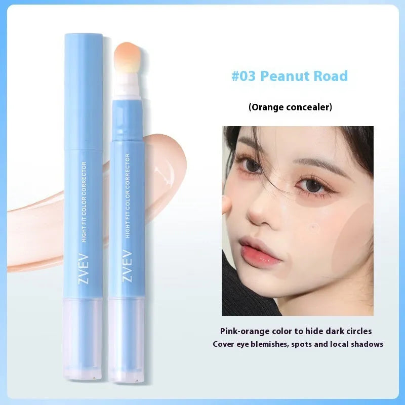 Concealer cream with sponge brush applicator showing three colour shade options