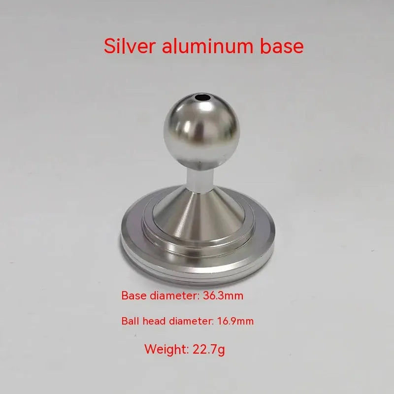 Universal aluminium alloy car dashboard mounting base plate in silver and black colour options.
