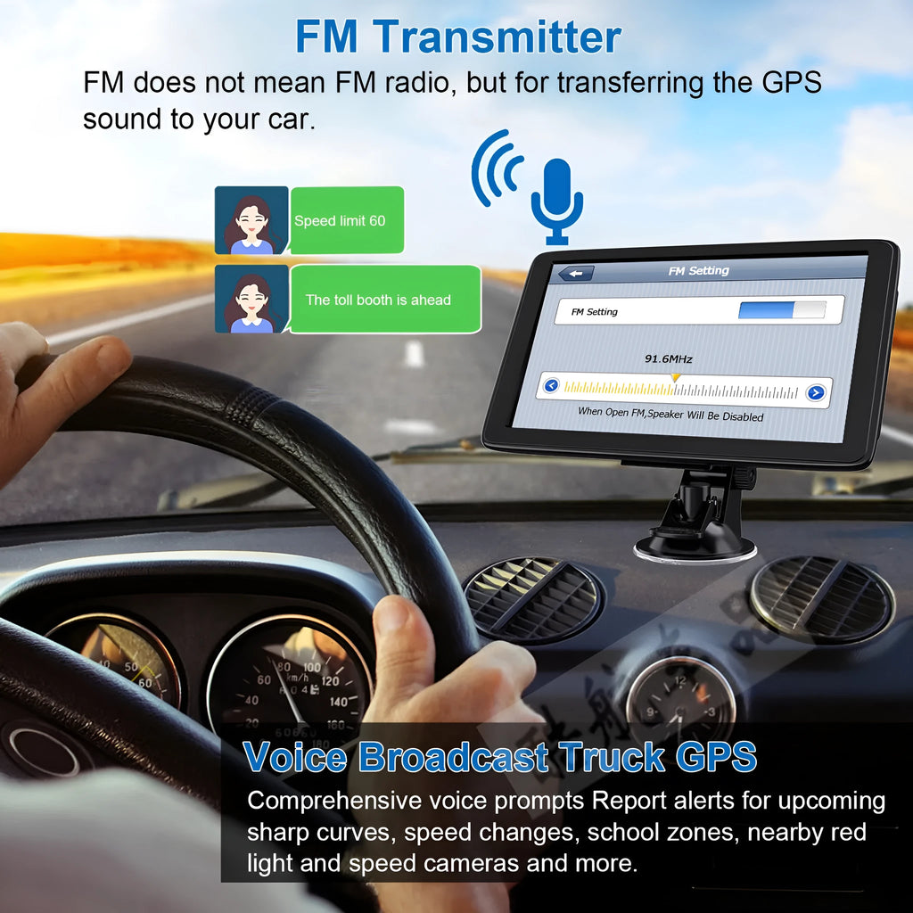 7 inch portable car GPS navigation device with touch screen and mounting bracket