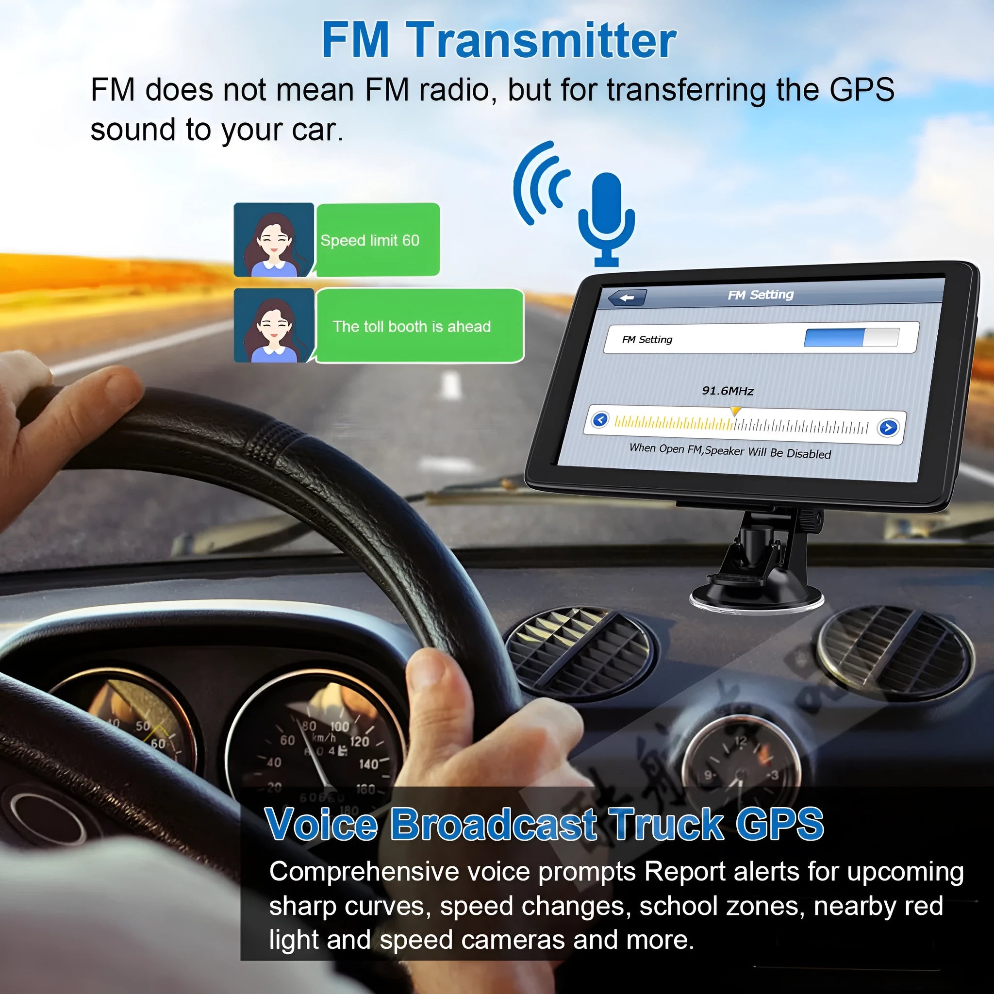7 inch portable car GPS navigation device with touch screen and mounting bracket