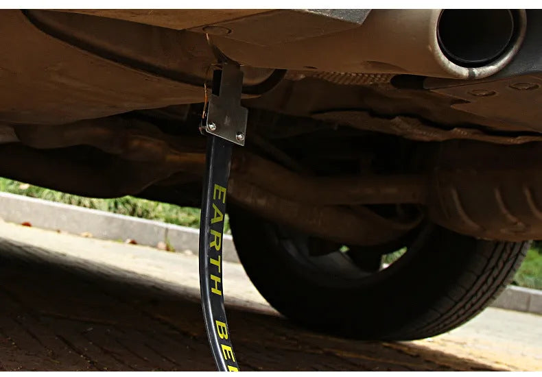 Black car electrostatic grounding chain measuring 370mm with rubber housing and copper wire for winter static reduction