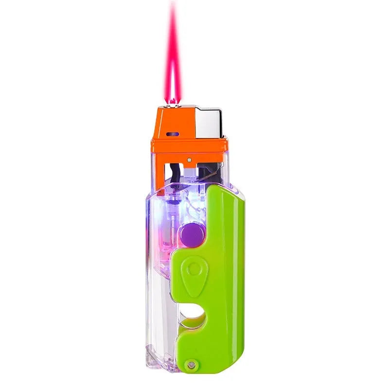 Plastic colourful luminous radish lighter in green, orange and purple colours with modern simple style