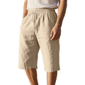 Men's loose linen cropped casual shorts with high drawstring waist in solid colours, sizes S to XXXL