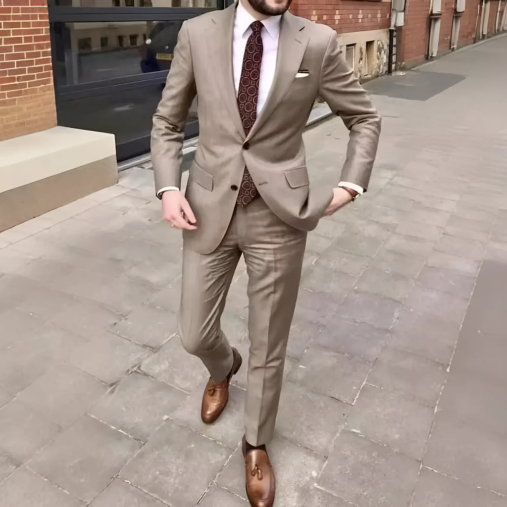 Men's slim fit acetate two button suit set in available colour options