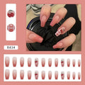 Crystal Butterfly press-on fake nails 24 pieces with glue in plain pattern