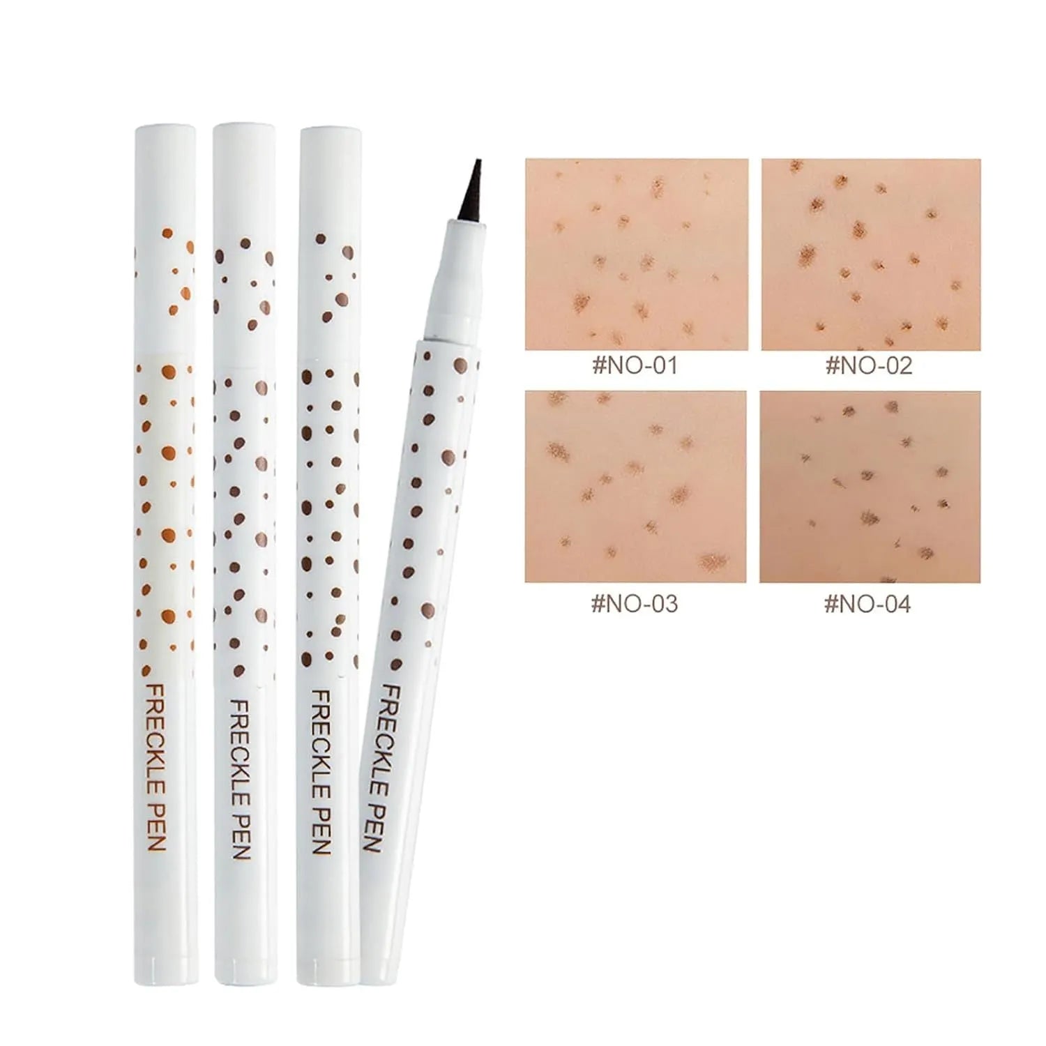Dark brown waterproof freckle pen with precision tip for natural-looking makeup application.