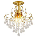 Gold glass chandelier with iron body, 33cm diameter, 40cm height, adjustable 0.5m drop, LED ceiling light