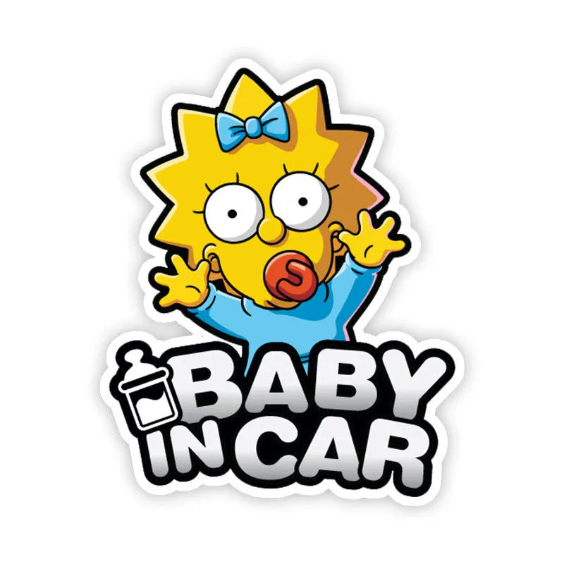 Baby On Board reflective car sticker set B033 with pink baby, angel, and feeding bottle designs