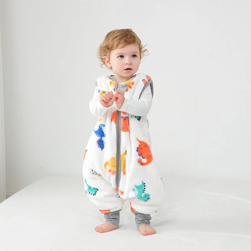Flannel baby sleeping bag in sizes 66 to 90, available in multiple colours and prints for autumn and winter.