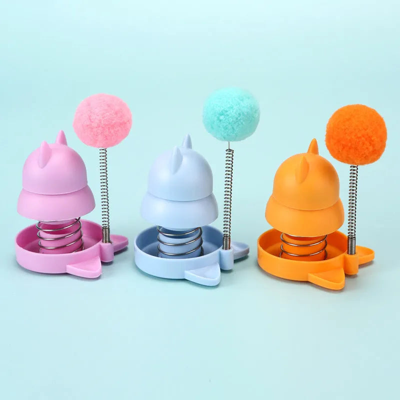 Four colourful mint ball cat toys with textured surfaces for teeth cleaning and self-hi play