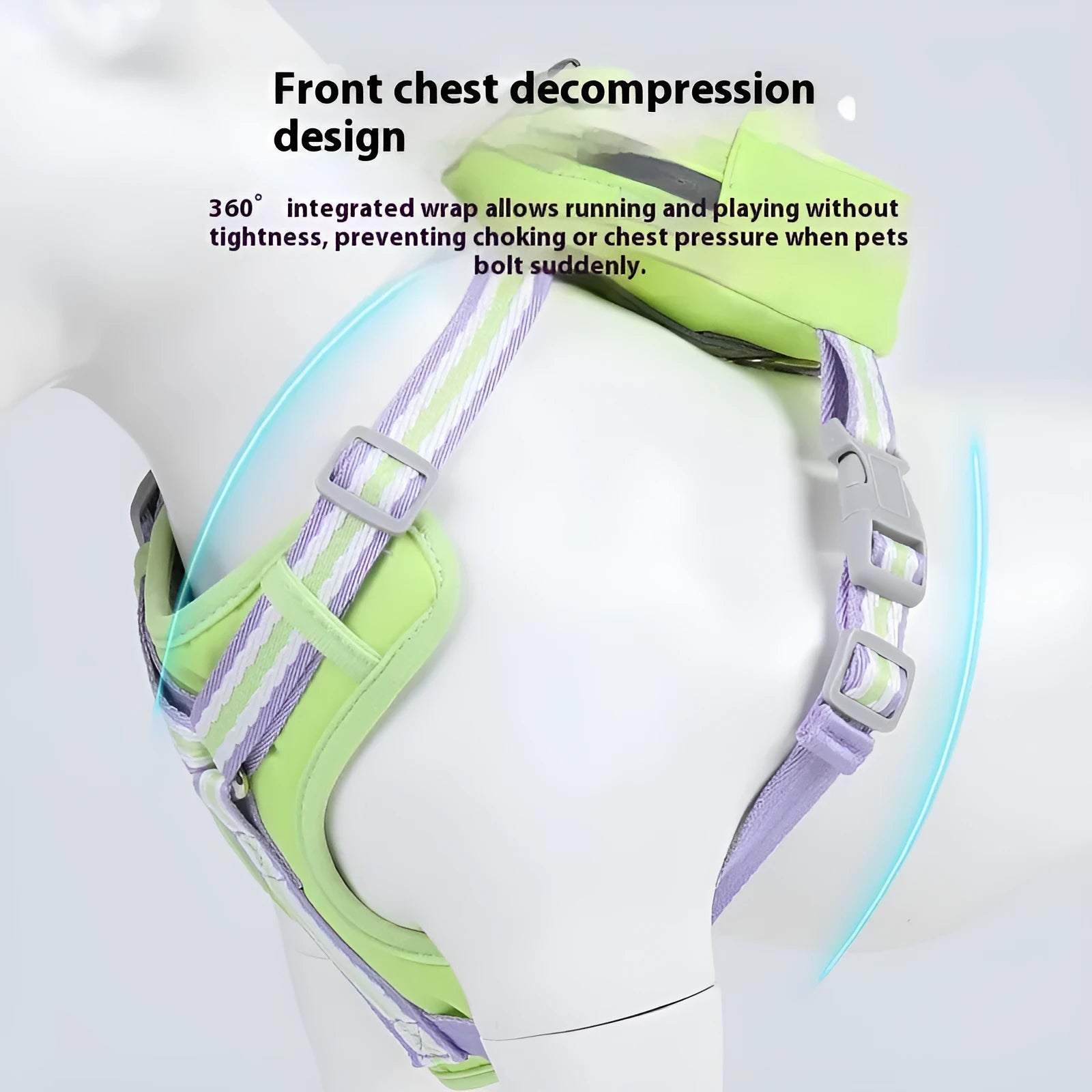 Oxford cloth anti-strangulation dog harness with 1.5m rope in pink, yellow, green or blue