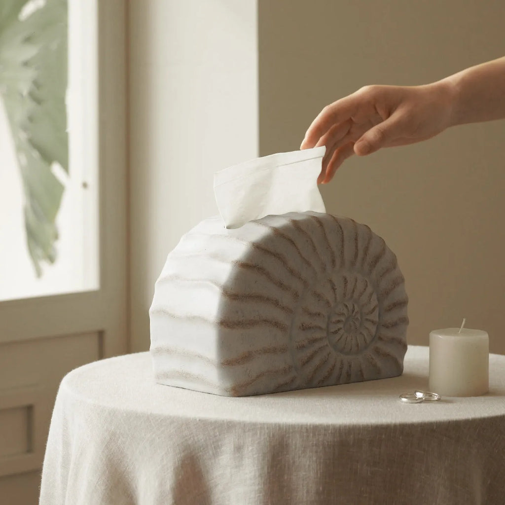 Resin tissue box cover with conch ramble design in modern simplicity style