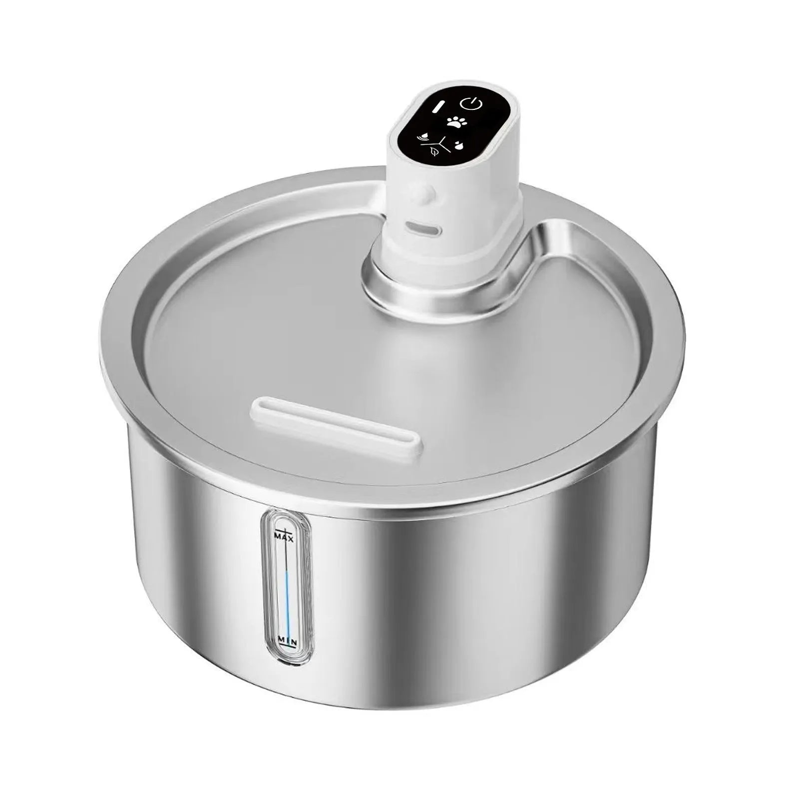 Stainless steel cat water fountain with heating base in black or white