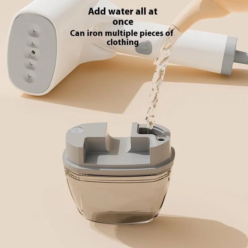 Handheld garment steamer in blue or white colours with 1300W power rating and compact design
