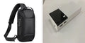Black 20000mAh power bank with charging cable on a white background
