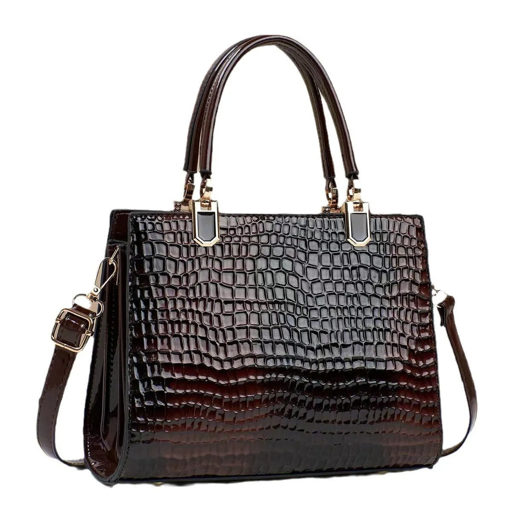 Women's large capacity one shoulder PU leather mom bag in khaki colour with multiple internal compartments