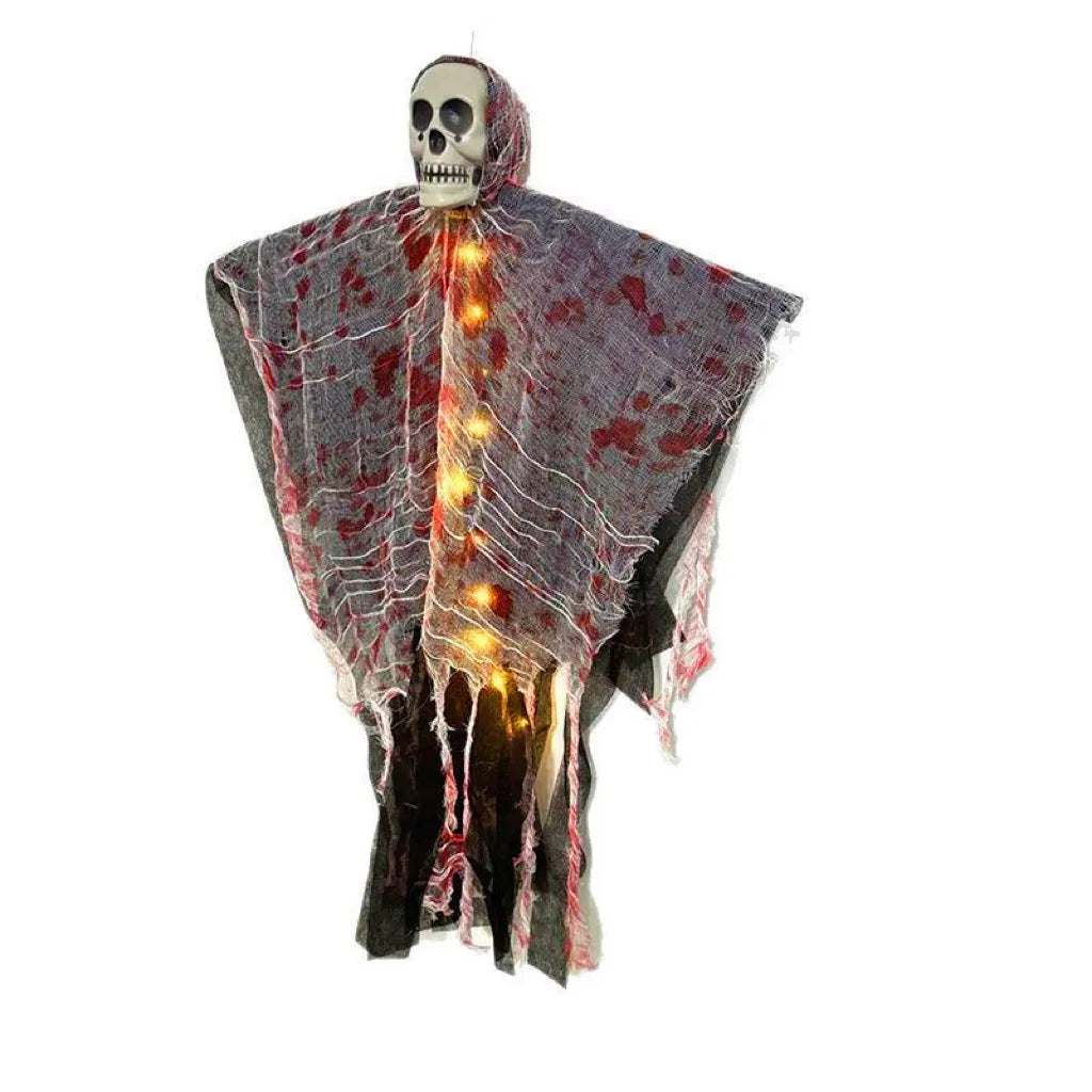 Blood-dyed luminous skull hanging ghost Halloween decoration for outdoor displays