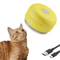 Green and yellow rechargeable silicone steam brush for cat and dog grooming
