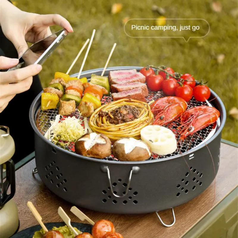 Portable stainless steel barbecue grill with detachable design for outdoor camping