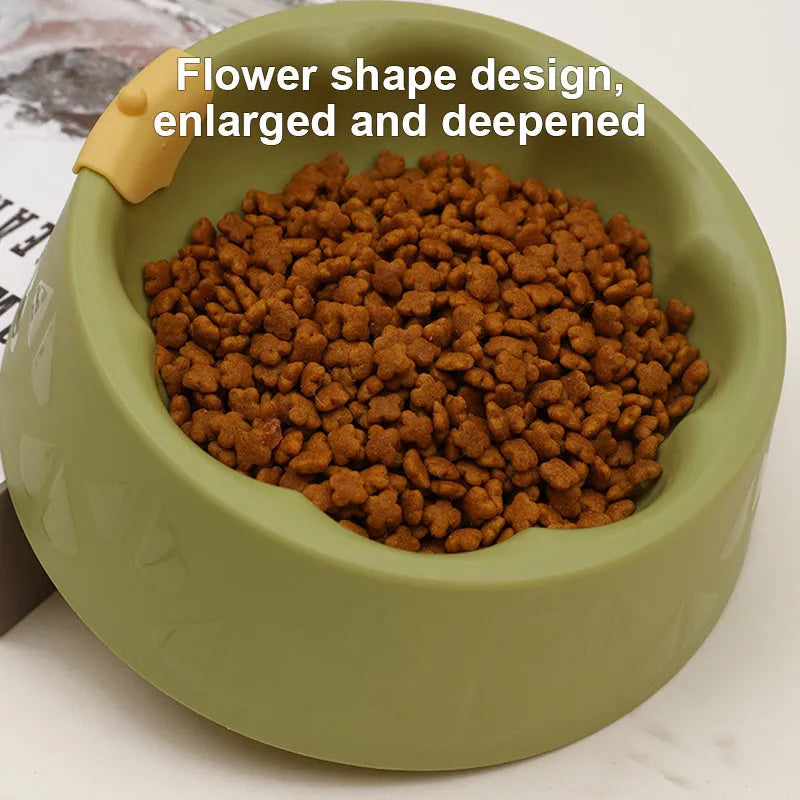 Plastic double pet bowl in blue colour with anti-tipping design for cats and dogs