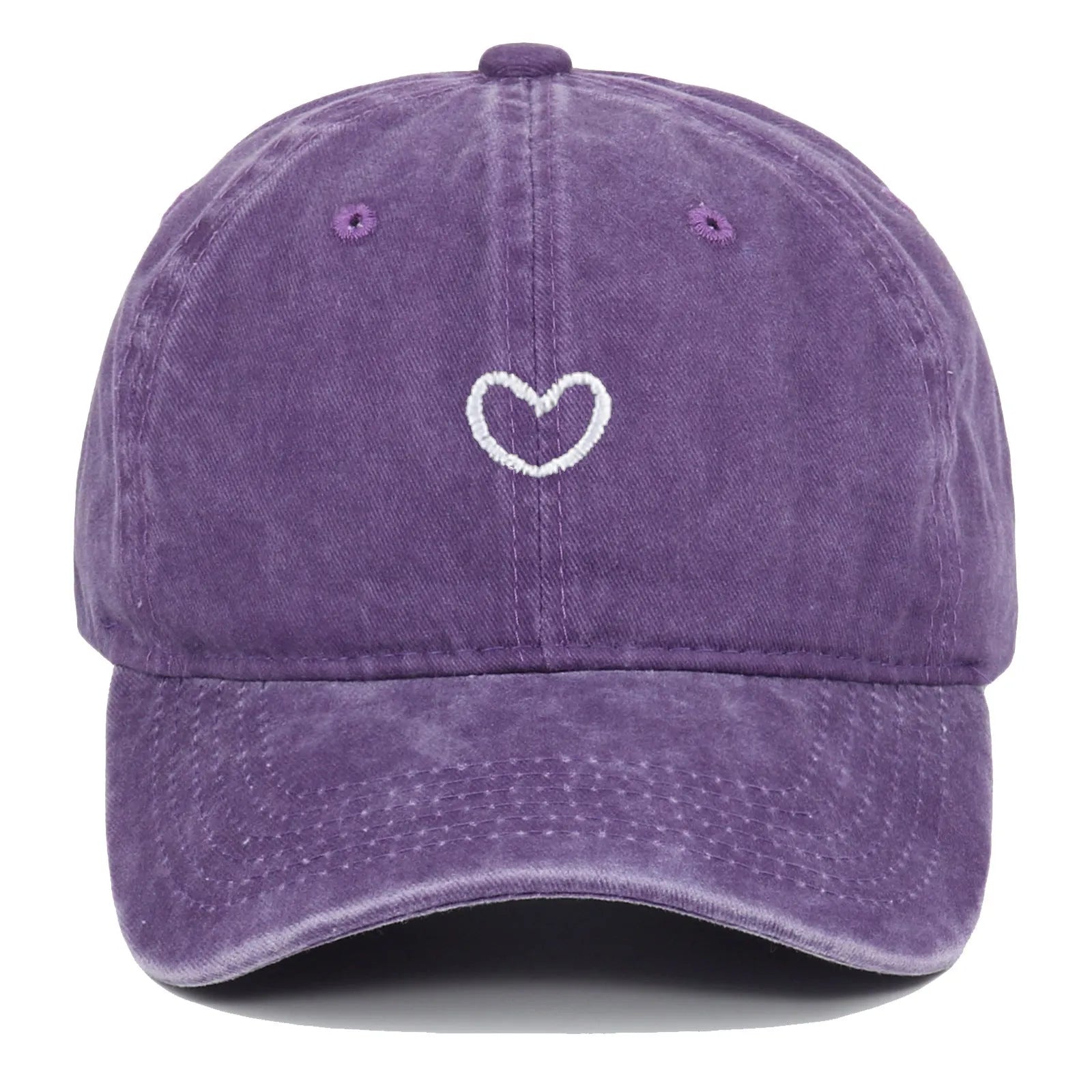 Cotton baseball cap with small love embroidery in adjustable size for sun protection