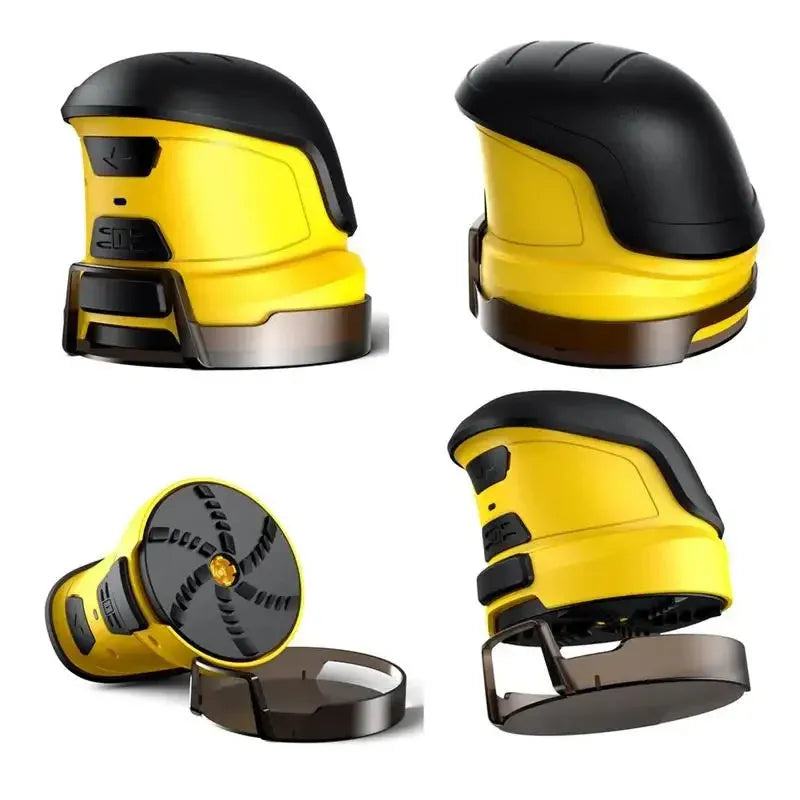 Yellow cordless electric car ice scraper with USB charging cable