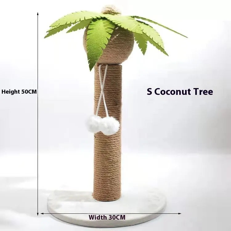 Masson Cactus-shaped cat scratching post and flat coconut tree scratch board on a neutral background.