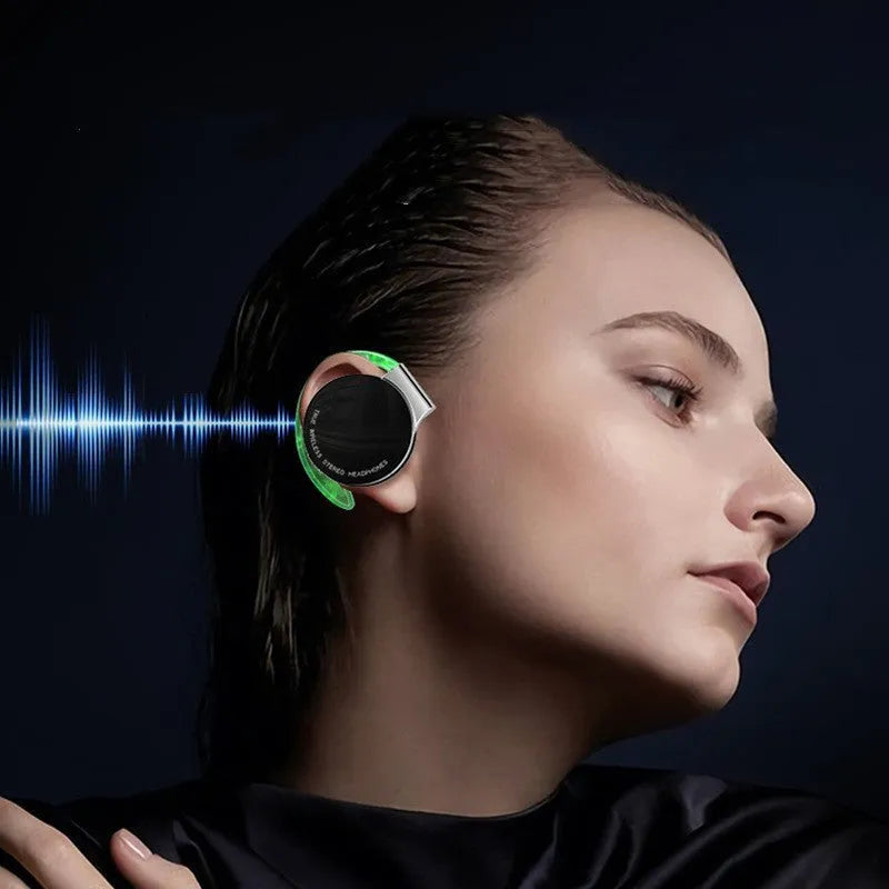 Black and white sports wireless Bluetooth earphones showing ear-plug design