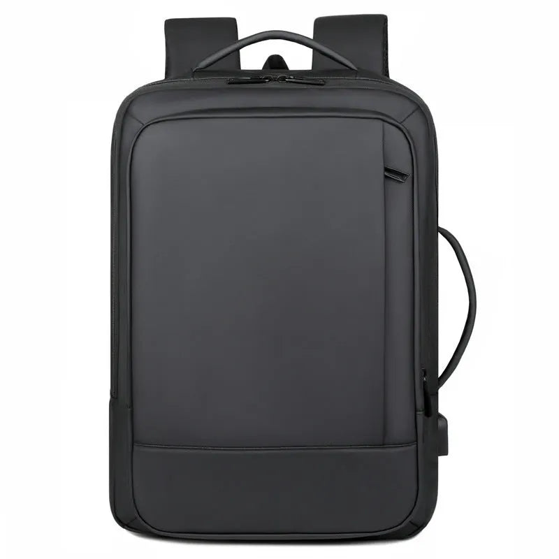 Waterproof Oxford cloth business backpack with curved shoulder straps in black or grey