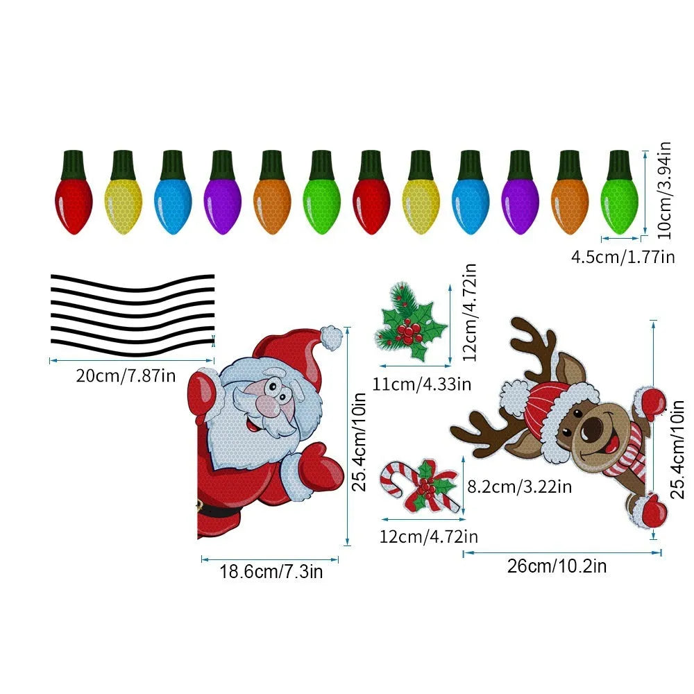 Cartoon Christmas elk reflective magnetic sticker in RFM026 colour with six-thread pattern