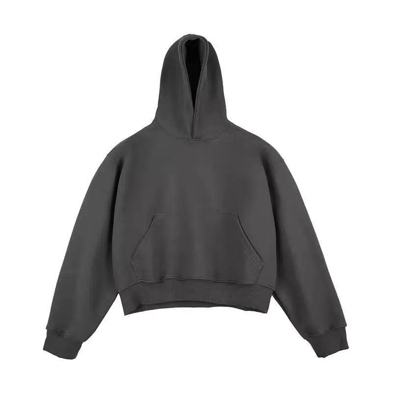 Chinese cotton velvet hooded sweater with removable hood in street fashion style