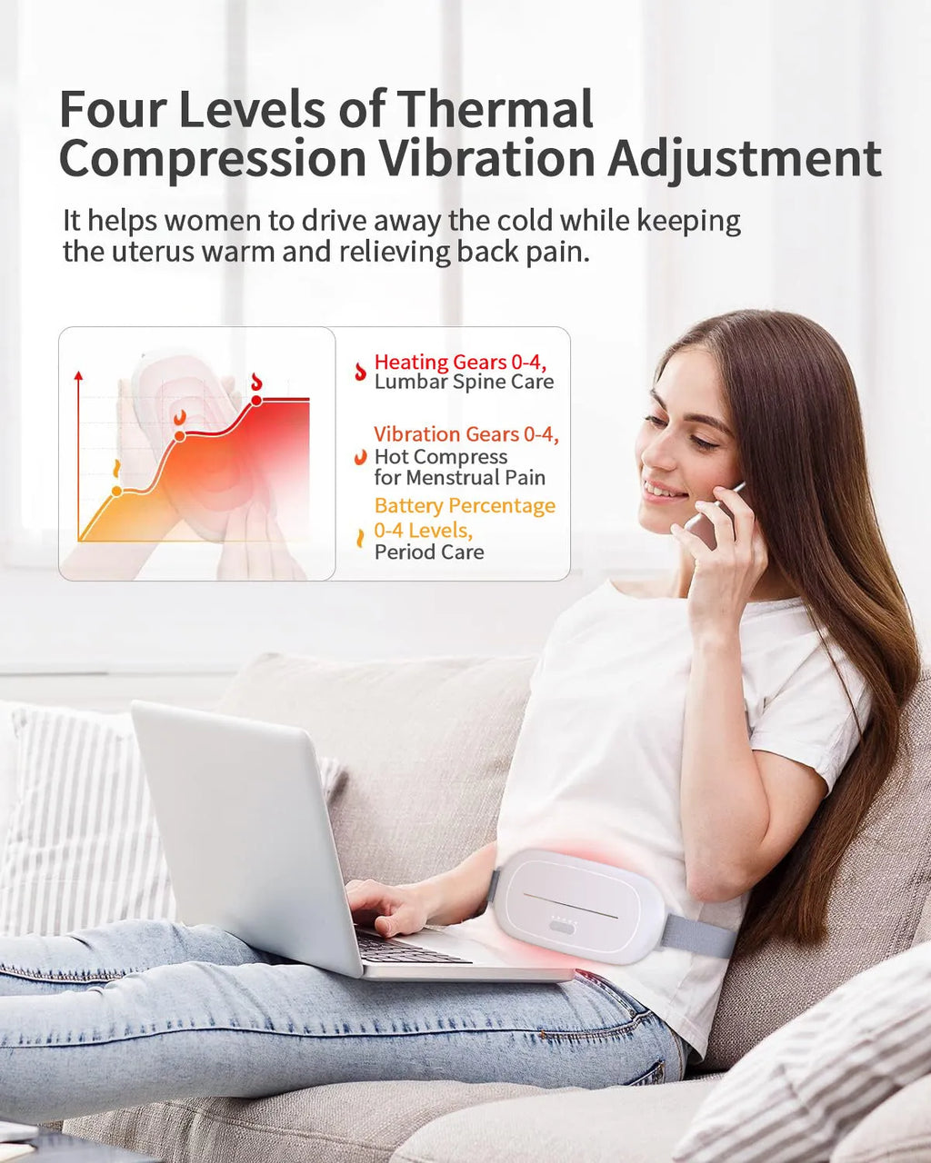White uterine warming device sitting on its wireless charging base.