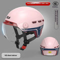 Electric car summer helmet in white, blue, khaki, black or pink with ABS shell, 3C certification and HD short mirror or sun glasses