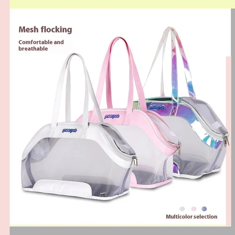 Moorpet leather cat outing carry bag in solid colour with 25L capacity.