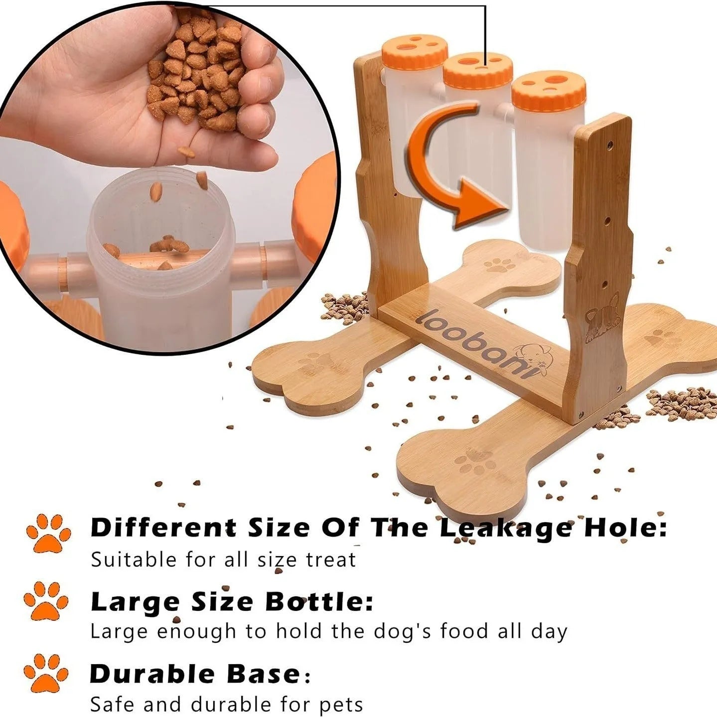 Large wooden interactive dog puzzle feeder toy for treat dispensing and slow feeding