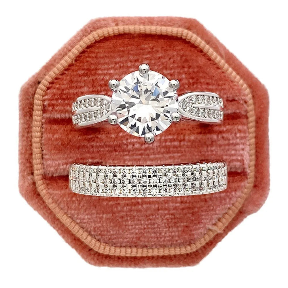 Geometric wedding ring bracelet in white gold colour showing round decorative elements