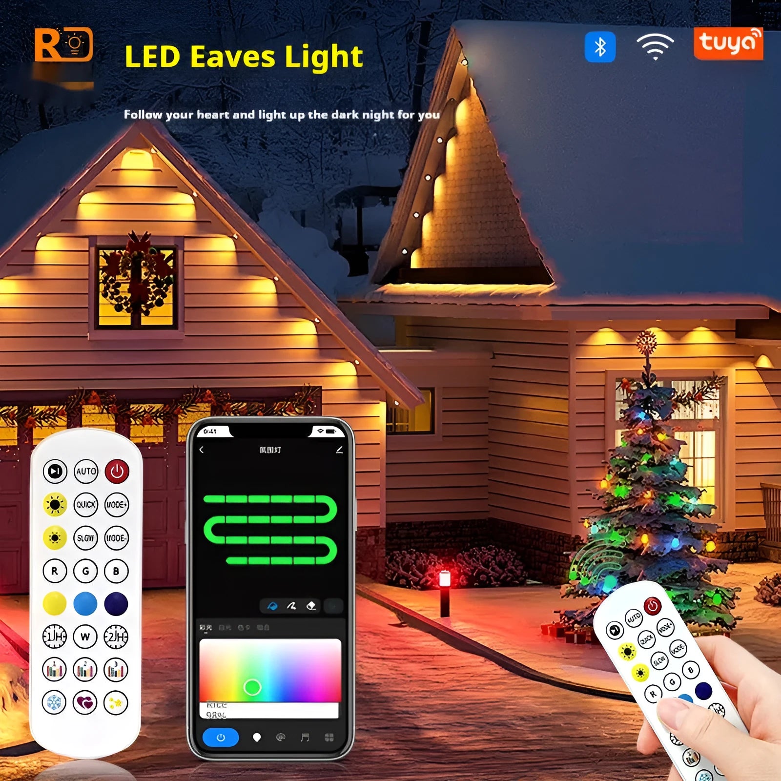 Outdoor eaves light string with planets design and remote control for intelligent graffiti lighting effects